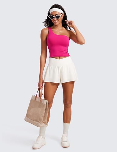 Butterluxe One Strap Longline Sports Bra for Women - Asymmetrical Yoga Crop Padded Workout Tanks
