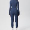 Two Pieces Women's Solid Backless Tracksuit Set Sleeves and Long Pants High-Waisted Tight Yoga Pants Long Sets