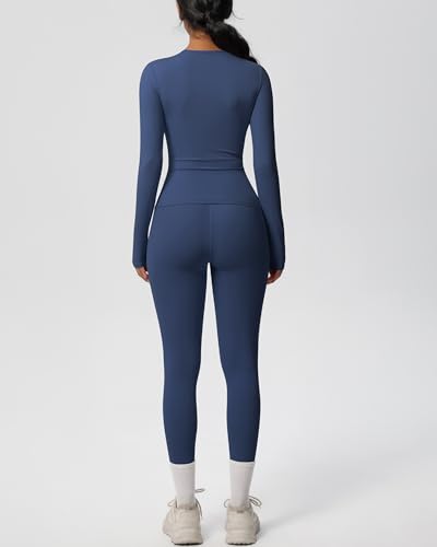 Two Pieces Women's Solid Backless Tracksuit Set Sleeves and Long Pants High-Waisted Tight Yoga Pants Long Sets