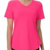 Womens Workout Tops Short Sleeve T Shirts Moisture Wicking Yoga Gym Running Hiking V Neck Athletic Tee