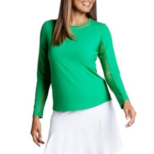 Athleisure Wear Sun Protective UPF 50 Icefil Cooling Tech Long Sleeve Crew Neck Top with Under Arm Mesh – 83000