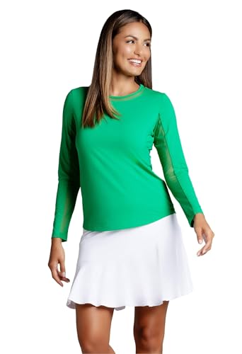 Athleisure Wear Sun Protective UPF 50 Icefil Cooling Tech Long Sleeve Crew Neck Top with Under Arm Mesh – 83000