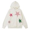 Mens Graphic Varsity Hoodies Graffiti Line Star Unisex Colorful Printing Oversized Casual Streetwear Tops