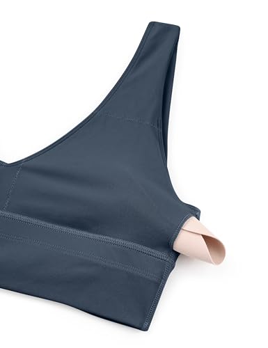 Butterluxe Womens V-Neck Longline Sports Bra - Wireless U-Shaped Open Back Yoga Low Impact Padded Crop Top