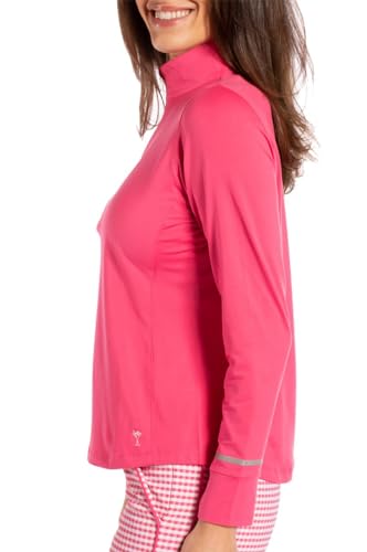 Women’s Long Sleeve Quarter-Zip Pullover – Lightweight, UPF 30+, Thumbholes & Reflective Cuff for Golf & Activewear