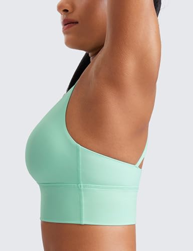 Womens Strappy Longline Sports Bra - Medium Impact Criss Cross Yoga Padded Workout Crop Top