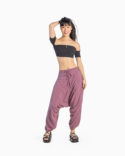 Harem Boho Cotton Summer Pants for Women, Loose Lightweight Pants for Women with Pockets, Womens Casual Beach and Yoga Pants