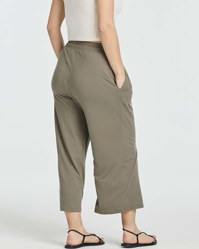 3 Pack: Women's Ultra-Soft Wide Leg Loose Capri Open Bottom Pants - Yoga Lounge Pockets(Available in Plus)