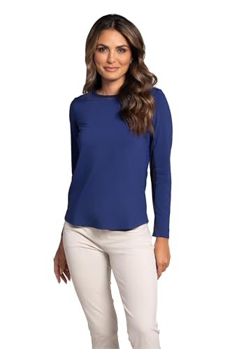 Athleisure Wear Sun Protective UPF 50 Icefil Cooling Tech Long Sleeve Crew Neck Top with Under Arm Mesh – 83000