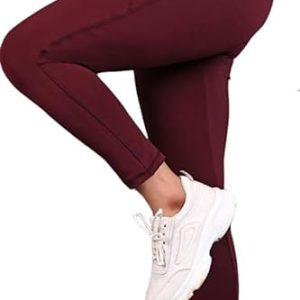 Gym Pants for Women - Stylish Workout and Yoga Wear & Purple Skinny Super Stretch Dryfit Fabric Lower Stretchable, MAROON, 25