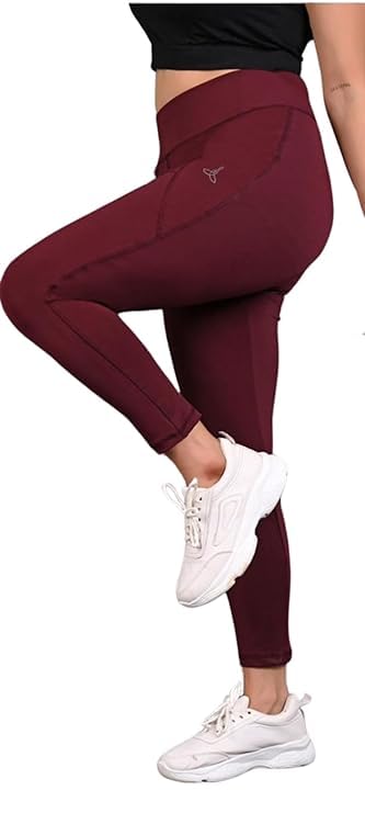 Gym Pants for Women - Stylish Workout and Yoga Wear & Purple Skinny Super Stretch Dryfit Fabric Lower Stretchable, MAROON, 25
