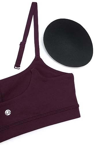 Womens Butterluxe Adjustable Spaghetti Strap Sports Bra - Scoop Neck Wireless Padded Yoga Workout Crop Top