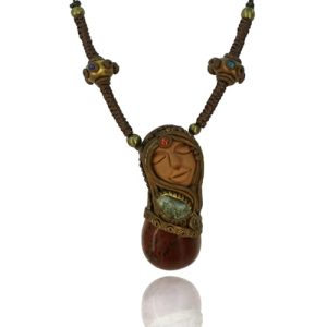 Original handmade soft ceramic crystal stone necklace, beautiful pendant necklace for both men and women, natural crystal