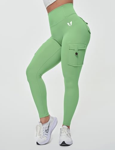 Women’s Active wear Leggings, High Waist Cargo Pockets Design, Squat-Proof and Non See-Through Pants for Workout, Yoga, Running,