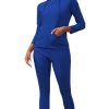 Two Piece Outfits Workout Sets-Zipper Hoodie Jacket with Sweatpants Bodycon Tracksuits Yoga Jogging Track Outfit Gym Wear-Navy