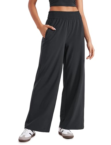 Lightweight Wide Leg Pants for Women 30" High Waisted Casual Lounge Travel Work Sweatpants Loose Fit Summer
