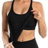 Ribbed Workout Tank Tops for Women with Built in Bra Tight Racerback Scoop Neck Athletic Top