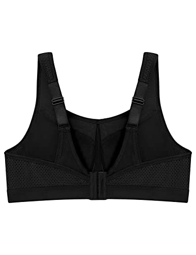 Full Figure Plus Size High Impact Wonderwire Sports Bra Underwire #9066 Black/Purple 46B