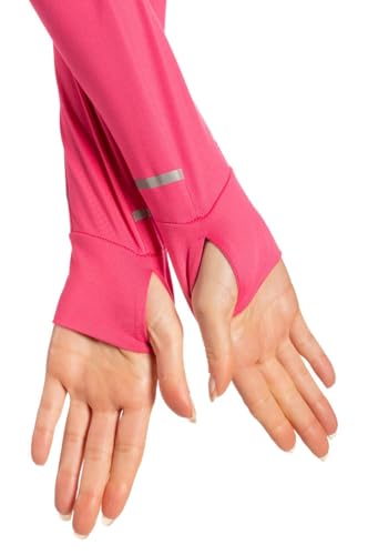 Women’s Long Sleeve Quarter-Zip Pullover – Lightweight, UPF 30+, Thumbholes & Reflective Cuff for Golf & Activewear