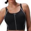 Freeleaf Broadway Womens Spaghetti Strap Dance Sports Bras, High Impact Crisscross Back, Padded Yoga Workout Tank Top