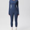 Two Pieces Women's Solid Backless Tracksuit Set Sleeves and Long Pants High-Waisted Tight Yoga Pants Long Sets