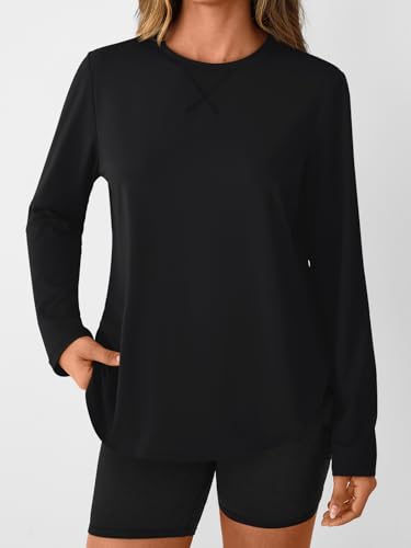 Long Sleeve Workout Tops for Women Athletic UPF 50+ Sun Rash Guard Shirts Running SPF Gym Quick Dry Clothes