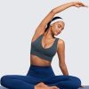 Butterluxe Womens V-Neck Longline Sports Bra - Wireless U-Shaped Open Back Yoga Low Impact Padded Crop Top