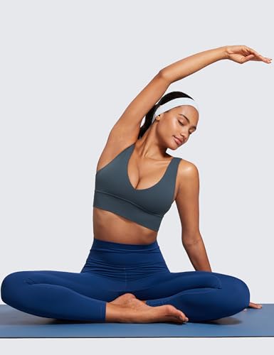 Butterluxe Womens V-Neck Longline Sports Bra - Wireless U-Shaped Open Back Yoga Low Impact Padded Crop Top