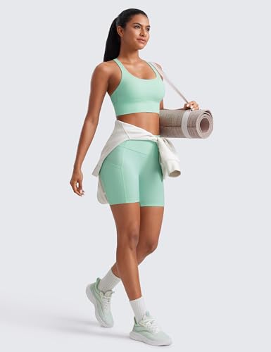 Womens Strappy Longline Sports Bra - Medium Impact Criss Cross Yoga Padded Workout Crop Top