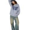 Hoodies Denim Butterfly Hoodie Casual Baggy Hooded Pullover Sweatshirts Streetwear Unisex