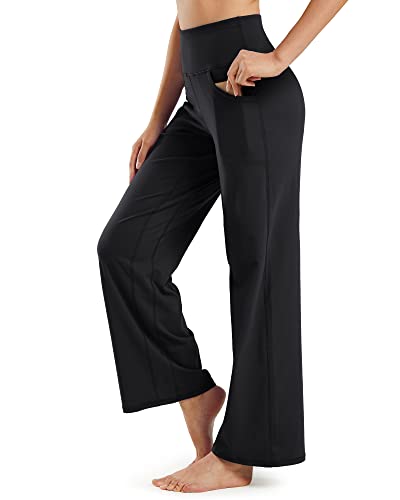 Wide Leg Pants Woman Yoga Pants with Pockets Stretch Loose Casual Lounge Sweatpants Petite/Regular/Tall