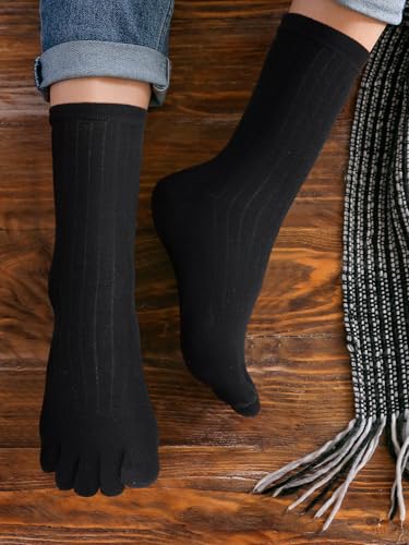 4 Pair Women Five Toe Socks Cotton Crew Ankle Socks with Toes for Women Men Athletic Running Yoga Daily