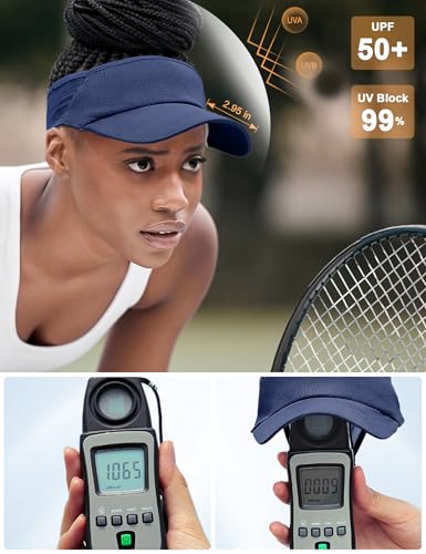 Sport Sun-Visor Hat Men Women Summer UV Protection, Lightweight Cooling Golf Running Tennis Sweat-Band Cap