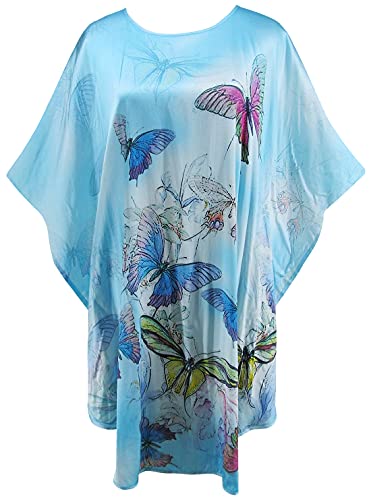 Women's 100% Silk Short Robe Bathrobe Nightgown Pajama Sleepwear -Classic Batwing Sleeved