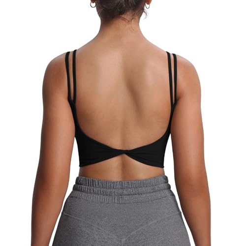 Women's Workout Sports Bras Fitness Yoga Crop Tank Twist Back Cami