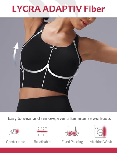 Freeleaf Broadway Womens Spaghetti Strap Dance Sports Bras, High Impact Crisscross Back, Padded Yoga Workout Tank Top
