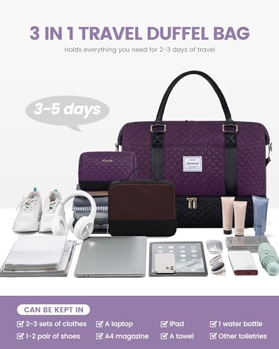 412xArJkwvL.jpg Travel Weekender Bag for Women, Carry on Overnight Bag with Shoe Compartment, Travel Duffle Bag Women, Yoga Gym Duffel Bag with