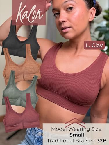 Women's 4 Pack Ribbed Bralette Crop Top Comfort Sports Bra
