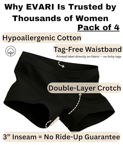Women’s Cotton Boyshort Underwear Panties – Breathable Underwear for Women, Tagless Boxer Briefs, Seamless Boy Shorts