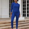 Two Piece Outfits Workout Sets-Zipper Hoodie Jacket with Sweatpants Bodycon Tracksuits Yoga Jogging Track Outfit Gym Wear-Navy