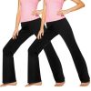 Lounge Yoga Pants Black Flared Cotton Leggings, 32.5” Inseam, Wide Waistband, No Show Coverage, Relaxed Flare Leg