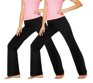Lounge Yoga Pants Black Flared Cotton Leggings, 32.5” Inseam, Wide Waistband, No Show Coverage, Relaxed Flare Leg