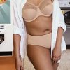 Women's Morgan Banded Comfort & Support. Three-Section Cup, Side Frame, Stretch Lace. Solid Color Dd+ Bras