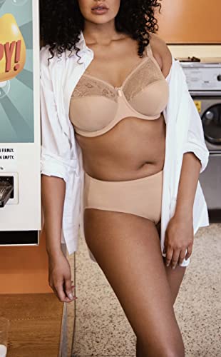 Women's Morgan Banded Comfort & Support. Three-Section Cup, Side Frame, Stretch Lace. Solid Color Dd+ Bras