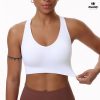 Women's Sports Bras 3 Pack Racerback Medium Support Bras V-Neck Padded Workout Seamless Yoga Athletic Bras