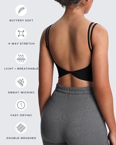 Women's Workout Sports Bras Fitness Yoga Crop Tank Twist Back Cami