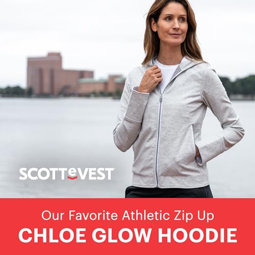 Glow Hoodie for Women - 18 Hidden Pockets - Lightweight Zip Up Sweatshirt for Travel & More