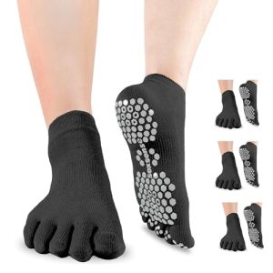 Soxsense Multi-Pack Sports Grip Toe Socks with Cushion, Non-Slip Finger Socks for Pilates, Home Gym, Soccer, basketball