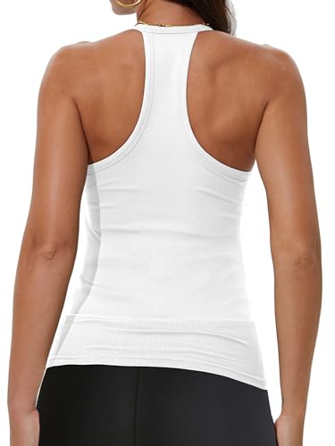 Workout Tops for Women Racerback Basic Tank Summer 2025 Camisole V Neck Slim Fit Ribbed Sleeveless
