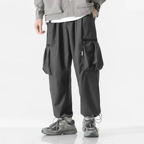 Men Loose Casual Elastic Waist Cargo Pants Male Streetwear Sport Trousers Women Hop